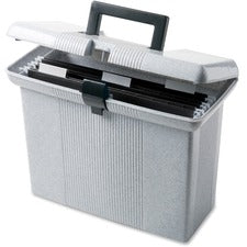 Portable File Boxes, Letter Files, 14.88" X 6.5" X 11.88", Granite
