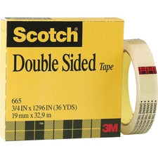 Double-sided Tape, 3" Core, 0.5" X 36 Yds, Clear, 2/pack