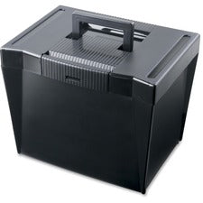 Portable Letter Size File Box, Letter Files, 13.5" X 10.25" X 10.88", Black