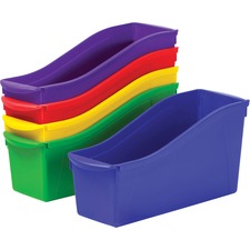 Storex Cubby Bin with Lid, 1 Section, 2 gal, 8.2 x 12.5 x 11.5, Assorted Colors, 5/Pack