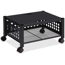 Underdesk Machine Stand, Metal, 2 Shelves, 90 Lb Capacity, 21.5" X 17.88" X 11.5", Black