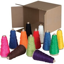 Double Weight Yarn Cones, 2-ply, 2 Oz, 100% Acrylic, Assorted Colors, 12/box