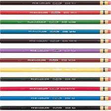 Col-erase Pencil With Eraser, 0.7 Mm, 2b (#1), Assorted Lead/barrel Colors, Dozen