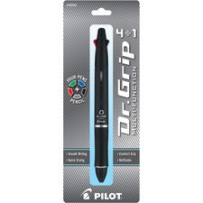 Dr. Grip 4 + 1 Multi-color Ballpoint Pen/pencil, Retractable, 0.7 Mm Pen/0.5mm Pencil, Black/blue/green/red Ink, Black Barrel