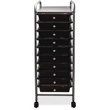 Portable Drawer Organizer, Metal, 1 Shelf, 10 Drawers, 13" X 15.38" X 37.75", Matte Gray/smoke