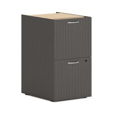 Mod Support Pedestal, Left Or Right, 2 Legal/letter-size File Drawers, Slate Teak, 15" X 20" X 28"