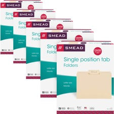 Smead 1/3 Tab Cut Letter Recycled Top Tab File Folder - 8 1/2" x 11" - 3/4" Expansion - Top Tab Location - Center Tab Position - Manila - 10% Recycled - 500 / Carton