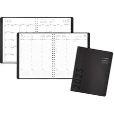 Contemporary Weekly/Monthly Planner, Vertical-Column Format, 11 x 8.25, Graphite Cover, 12-Month (Jan to Dec): 2024