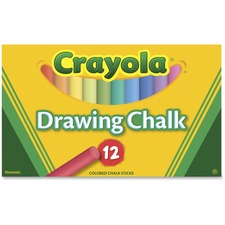 Colored Drawing Chalk, 3.19 x 0.38 Diameter, 12 Assorted Colors 12  Sticks/Set