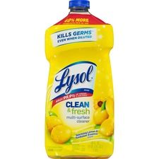 Lysol Clean/Fresh Lemon Cleaner - 40 fl oz (1.3 quart) - Lemon Scent - 9 / Carton - Yellow