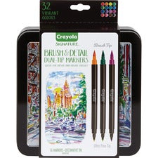 Brush And Detail Dual Ended Markers, Extra-fine Brush/bullet Tips, Assorted Colors, 16/set