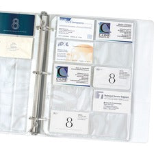 Business Card Binder Pages, For 2 X 3.5 Cards, Clear, 20 Cards/sheet, 10 Sheets/pack