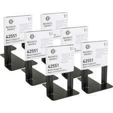 Business Source Heavy-gauge Steel Book Supports - 8.5" Height x 9" Width x 6" Depth - Desktop - Non-skid Base, Scratch Resistant, Stain Resistant - Black - Steel - 12 / Box