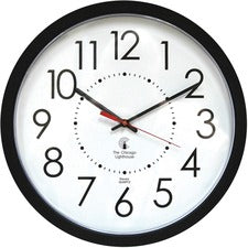 Electric Contemporary Clock, 14.5" Overall Diameter, Black Case, Ac Powered