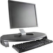Crt/lcd Stand With Keyboard Storage, 23" X 13.25" X 3", Black, Supports 80 Lbs