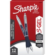 Sharpie S-Gel Premium Metal Barrel Gel Pen, Retractable, Medium 0.7 mm, Black Ink, Midnight Blue Barrel, Dozen