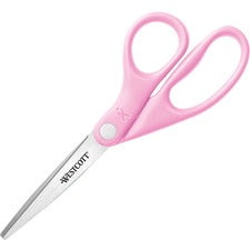 All Purpose Pink Ribbon Scissors, 8" Long, 3.5" Cut Length, Pink Straight Handle