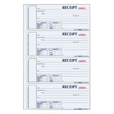 Durable Hardcover Numbered Money Receipt Book, Three-Part Carbonless, 6.88 x 2.75, 4 Forms/Sheet, 200 Forms Total