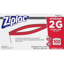 Double Zipper Storage Bags, 2 Gal, 1.75 Mil, 15" X 13", Clear, 100/carton