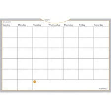 Wallmates Self-adhesive Dry Erase Monthly Planning Surfaces, 36 X 24, White/gray/orange Sheets, Undated