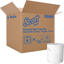 Essential High Capacity Hard Roll Towel, 1-ply, 8" X 950 Ft, White, 6 Rolls/carton