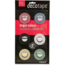 Deco Bright Decorative Tape, 1" Core, 0.13" X 27 Ft, Assorted Colors, 6/box