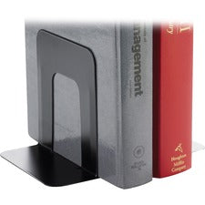 Business Source Heavy-gauge Steel Book Supports - 5.3" Height x 5" Width x 4.8" Depth - Desktop - Non-skid Base, Scratch Resistant, Stain Resistant - Black - Steel - 12 / Box
