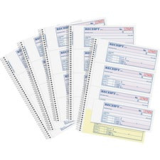 Adams Spiral 2-part Money/Rent Receipt Book - 200 Sheet(s) - Spiral Bound - 2 Part - 2.75" x 7.62" Form Size - White, Canary - Assorted Sheet(s) - 5 / Pack