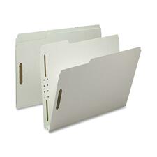 Nature Saver 1/3 Tab Cut Letter Recycled Fastener Folder - 8 1/2" x 11" - 2" Expansion - 2 Fastener(s) - 2" Fastener Capacity for Folder - Top Tab Location - Assorted Position Tab Position - Pressboard, Tyvek - Gray/Green - 100% Recycled - 25 / Box