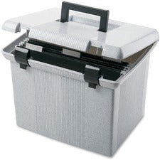 Portable File Boxes, Letter Files, 13.88" X 14" X 11.13", Granite