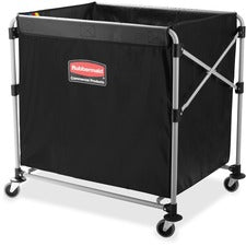 One-compartment Collapsible X-cart, Synthetic Fabric, 9.96 Cu Ft Bin, 24.1" X 35.7" X 34", Black/silver