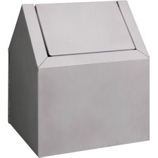 RMC Freestanding Sanitary Disposal Unit - Swing Lid - Freestanding - 11.5" Height x 9.4" Width x 9" Depth - Metal - White - 6 / Carton