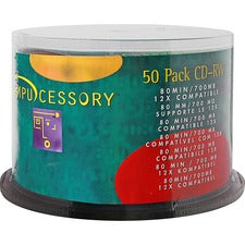 Compucessory CD Rewritable Media - CD-RW - 12x - 700 MB - 50 Pack - 120mm - 1.33 Hour Maximum Recording Time