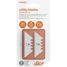Slice Replacement Ceramic Utility Blades - 2.40" Length - Non-conductive, Non-magnetic, Rust Resistant, Reversible, Non-sparking - Zirconium Oxide - 2 / Pack - White