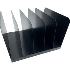 Huron Vertical Desk Organizer - 5 Compartment(s) - 7.8" Height x 11" Width x 12.5" Depth - Durable - Black - Steel - 1 Each