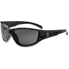 Ergodyne Njord Smoke Lens Safety Glasses - Durable, Flexible, Scratch Resistant - Ultraviolet Protection - Black - 1 Each
