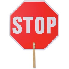 Tatco Handheld Stop Sign - 1 Each - Stop Print/Message - 18" Width x 18" Height - White Print/Message Color - Weather Proof, Long Lasting, Lightweight, Comfortable Grip - Wood - Red