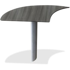 Mayline Medina - Curved Desk Extension - 1" Work Surface, 28" x 47"29.5" - Beveled Edge - Material: Steel - Finish: Gray, Laminate