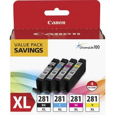 Canon CLI-281XL Original Inkjet Ink Cartridge - Value Pack - Multicolor - 4 / Pack - Inkjet - 4 / Pack