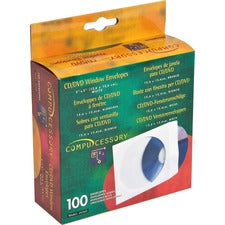 Compucessory CD/DVD White Window Envelopes - CD/DVD - 5" Width x 5" Length - 100 / Box - White