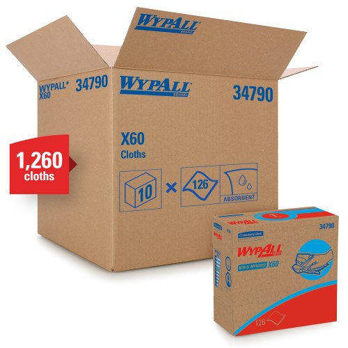 Wypall X60 Reusable Cloths (34790) In Convenient Pop-Up Box, White 1260/Case