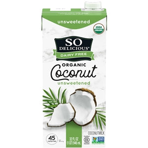 So Delicious Dairy Free Organic Unsweetened Coconut Milk-32 fl oz.-12/Case