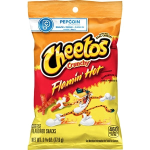 Cheetos Flamin' Hot Crunchy Cheese Flavored Snacks 2 oz. - 64/Case