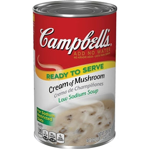 Campbell's Classic Low Sodium Cream Of Mushroom Shelf Stable Soup-49.5 oz.-12/Case