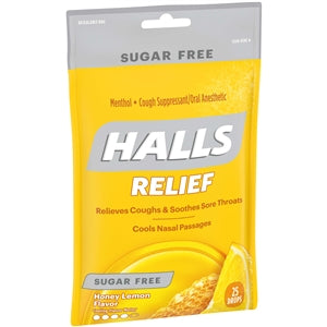 Halls Sugar Free Menthol Lyptus Honey Lemon Cough Drops-25 Count-12/Box-4/Case