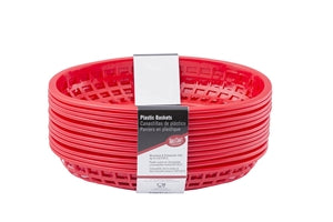 Tablecraft Basket Plastic 9.3 Red-12 Count-3/Case