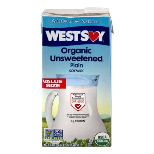 Westsoy Unsweetened Plain Soy Milk-64 oz.-8/Case