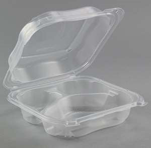 Genpak- Hinged Hinged Container 3 Compartment Clear Large-75 Each-2/Case