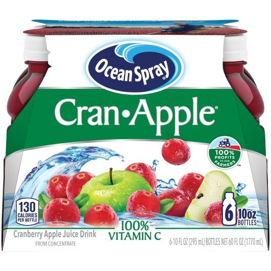 Ocean Spray Cranberry Apple Cranapple 10 Oz Juice Drink 4/60 Fl Oz.