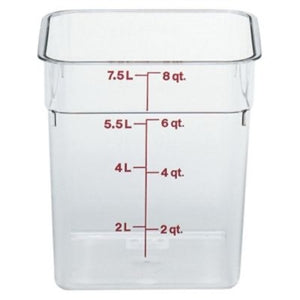Cambro 8 Quart Clear Measuring Plastic Square Container-6 Each